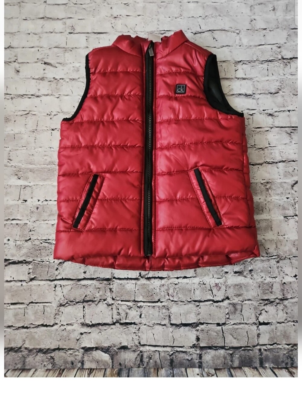 Calvin Klein Jeans Toddler Boy Burgundy Puffer Vest Size 3t